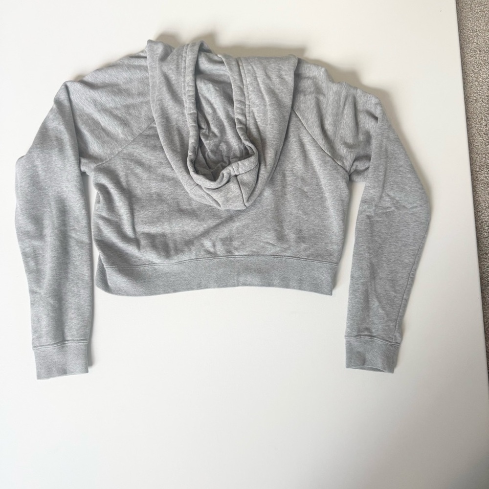 Nike Women's Cropped Grey Hoodie with White Logo Size Small - Picture 2 of 7